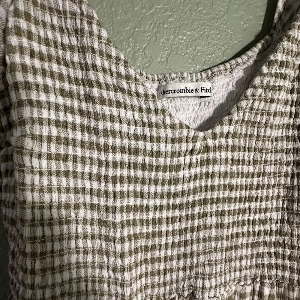 Abercrombie & Fitch green and white Gingham Midi Dress - Picture 2 of 2